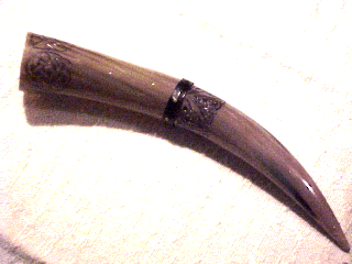 A hand carved drinking horn